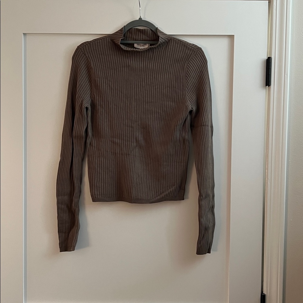 Promise Ribbed Knit Top in Brown